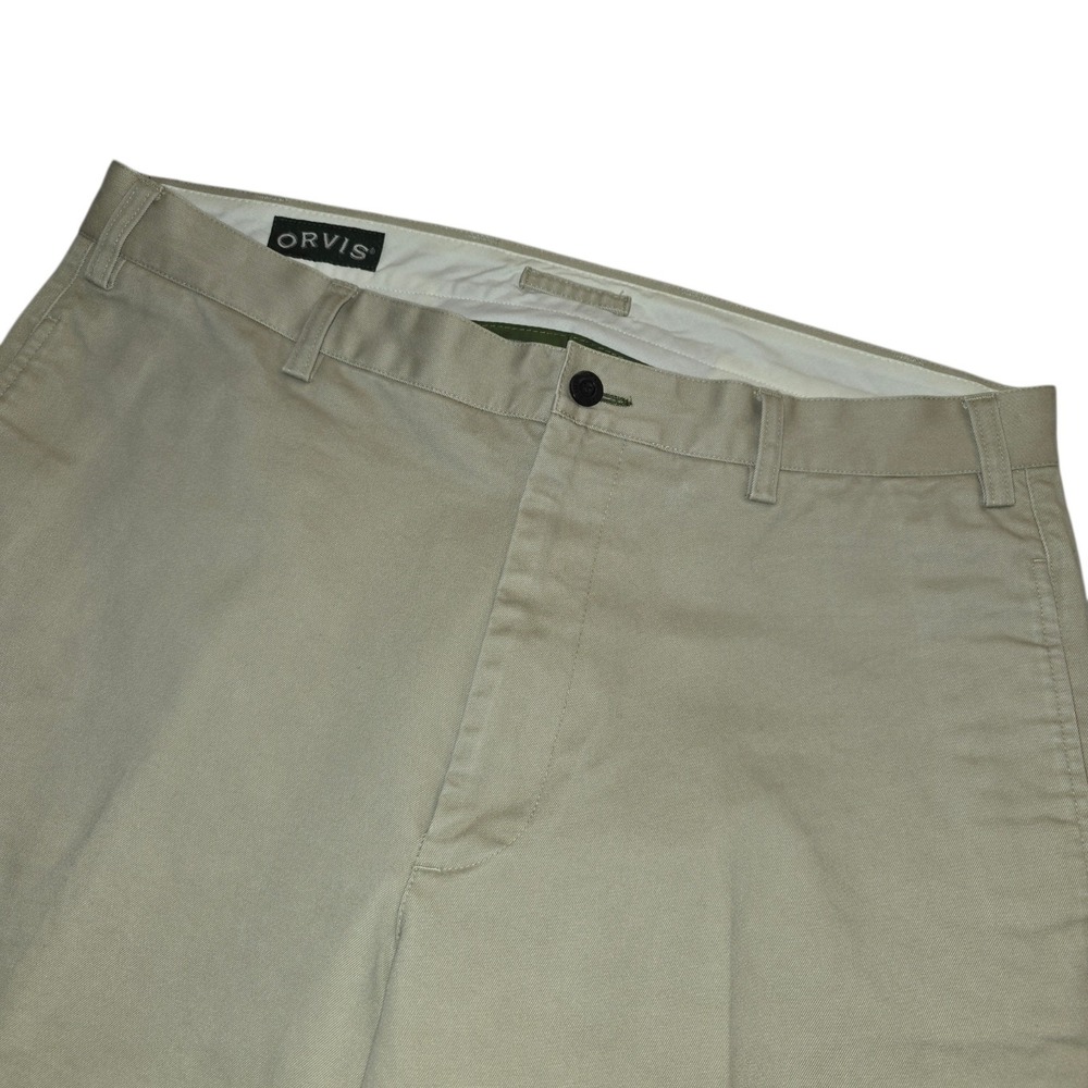 Orvis‎ Mens Khaki Straight Leg Flat Front Chino Casual Dress Pants Size 36x31